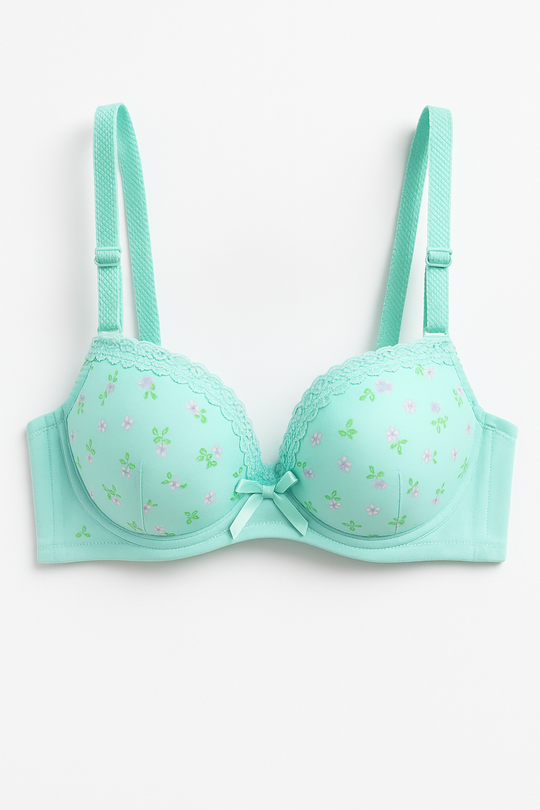 Fiorella Cotton Bra-Aqua Blue-70A-Bra-StylinArts