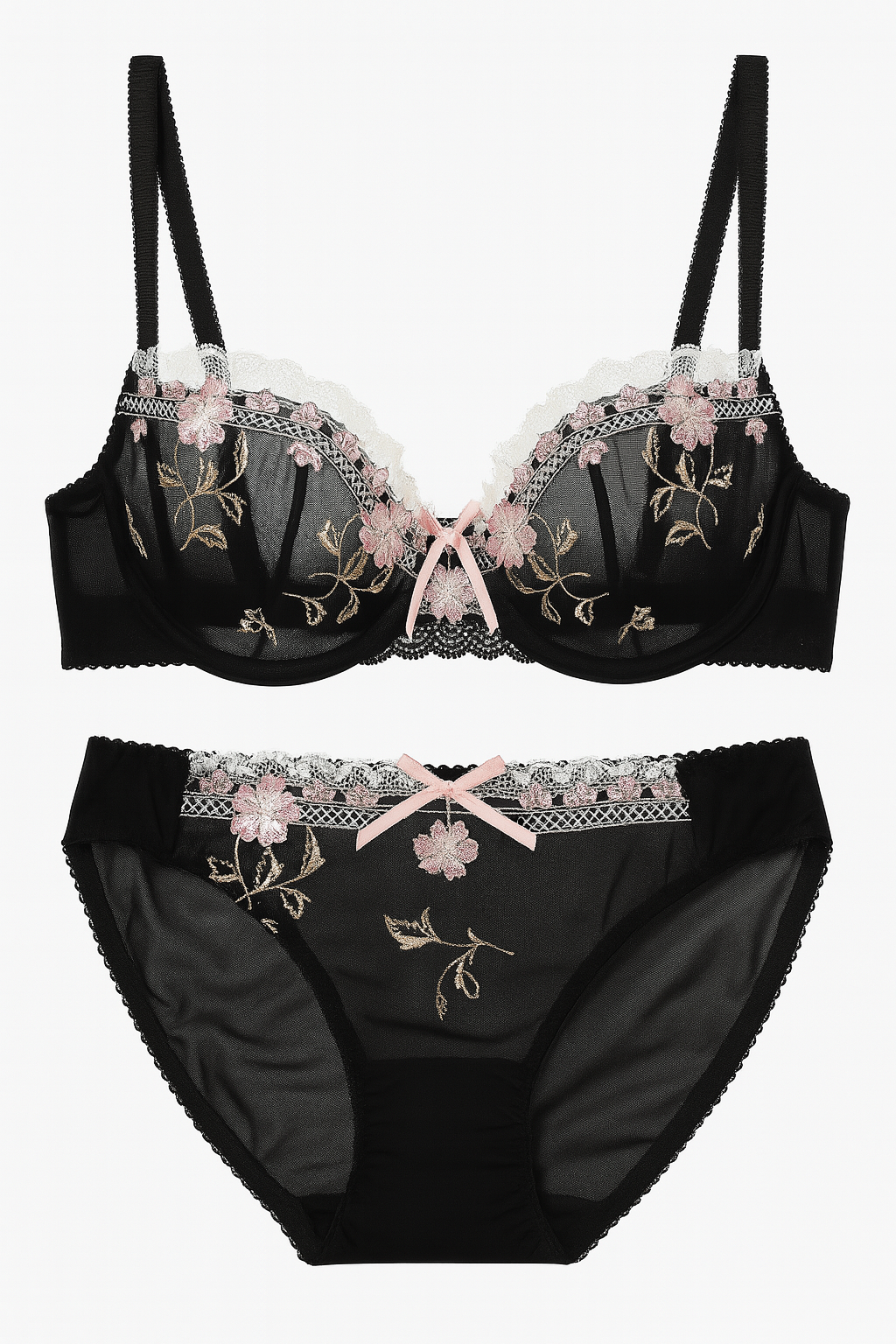 Florelle Embroidered Lace Bra Set