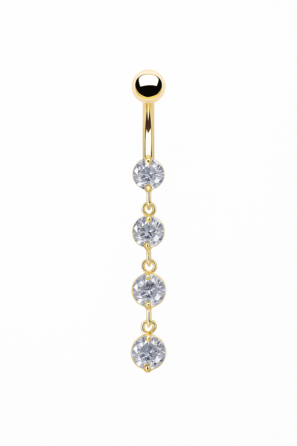 Gold Drop Navel Ring – 5 Crystal Dangle Belly Piercing for Seductive Shine-Belly chain-StylinArts