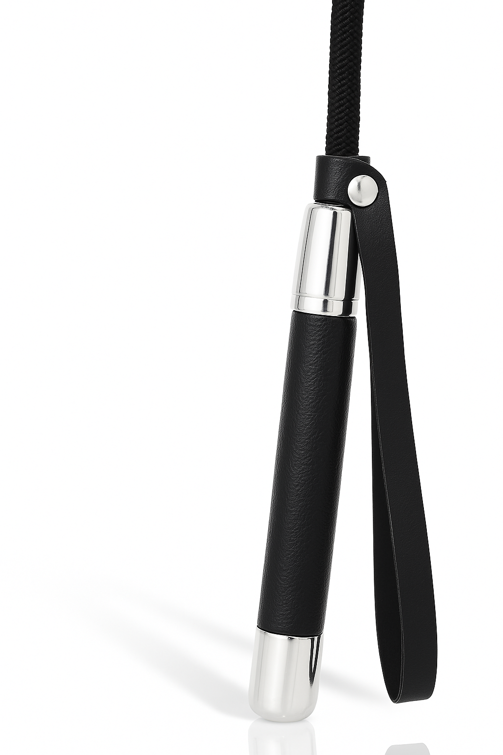 Silver-Tipped Faux Leather Impact Crop – 50cm Precision Teaser-Tease & Please Tools-StylinArts