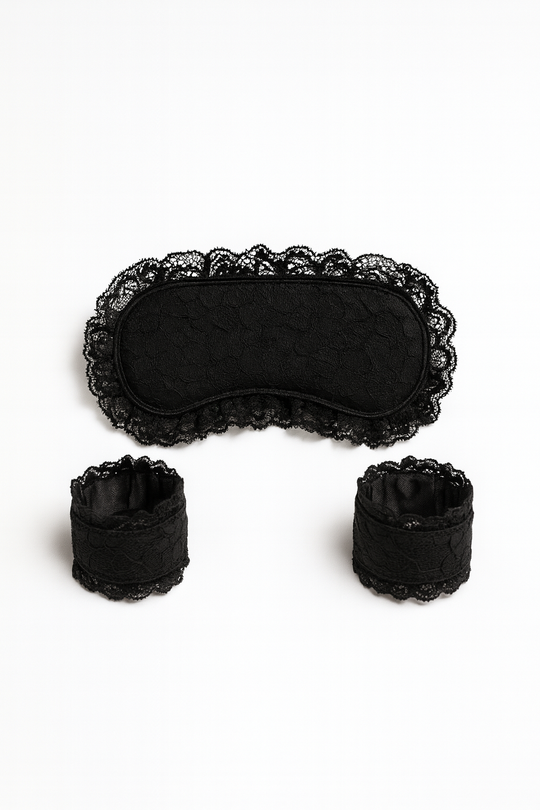 Binding Lace Blindfold & Handcuffs Set – Elegant Black Sensual Accessory