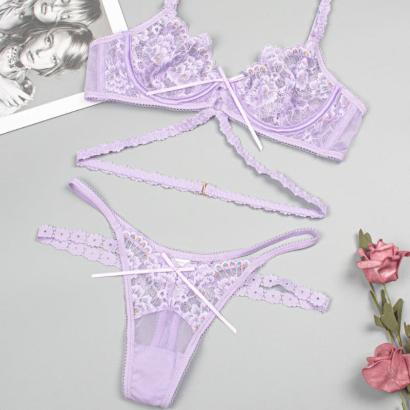 Dreamy Floral Lace Bra and Panty Set - StylinArts-Bras and Briefs-StylinArts