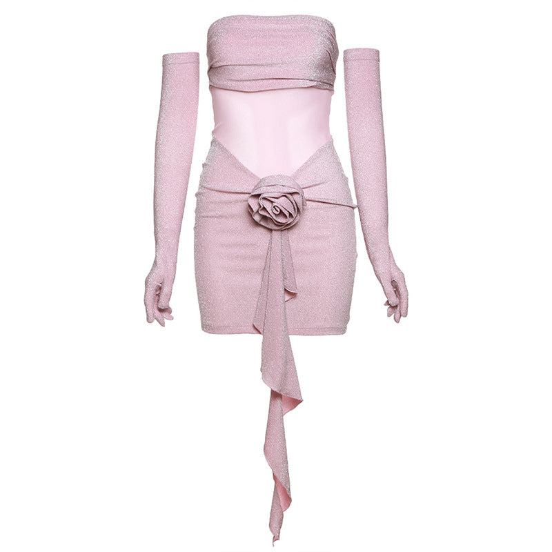 Chic Opulence: Fashionable Elegant Wrapped Chest Backless High Waist Slim Dress - StylinArt