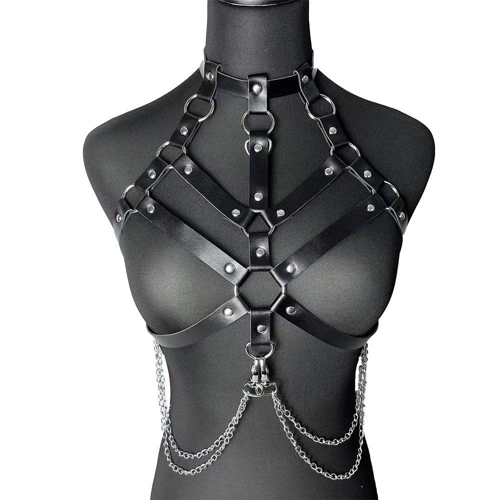 Enigmatic Faux Leather Body Harness – Gender-Neutral Statement Accessory