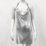 Sequined Metal Halterneck Cami Dress: Nightclub Party Dress