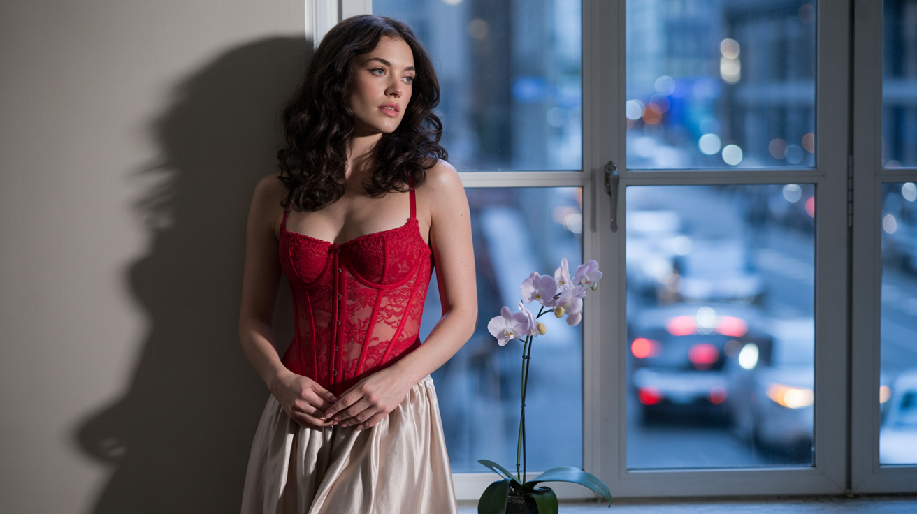 Elegant red lingerie styled for an unforgettable date night
