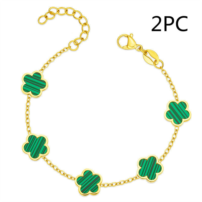 Enchanted Fleur: Four-Leaf Clover Charm Bracelet – Luxury Dupe Inspired by Van Keef-Fashion Bracelets & Bangles-StylinArts