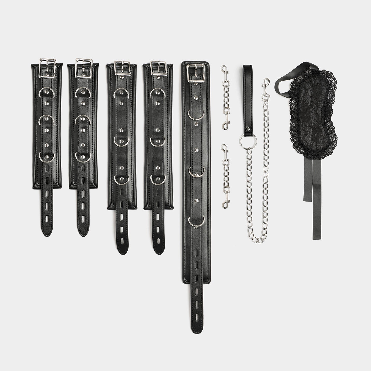 Binding Suit Collar & Handcuffs Set – Adjustable Black Restraint Collection