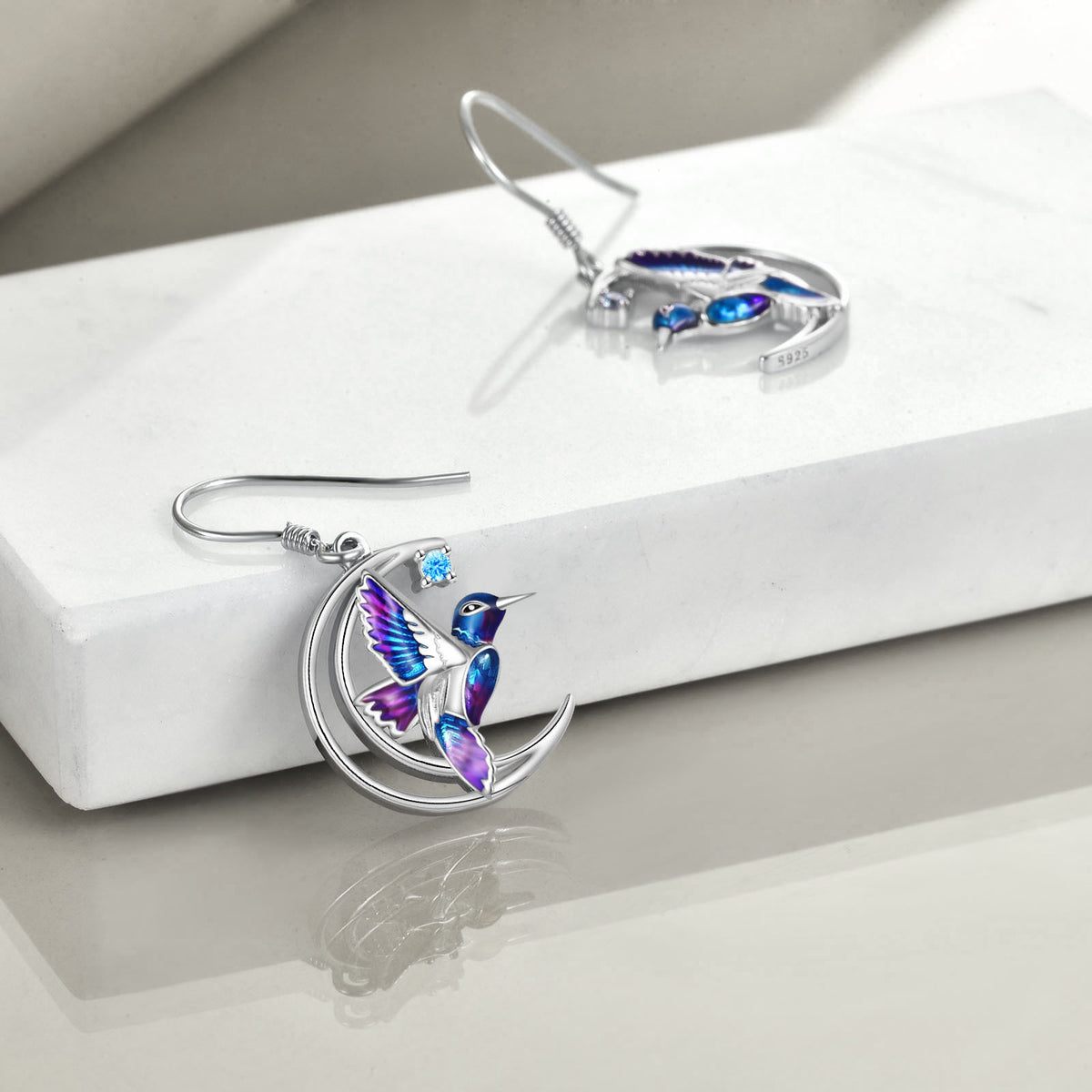 Wings of Freedom: Sterling Silver Hummingbird Earrings-Fashion Earrings-StylinArts