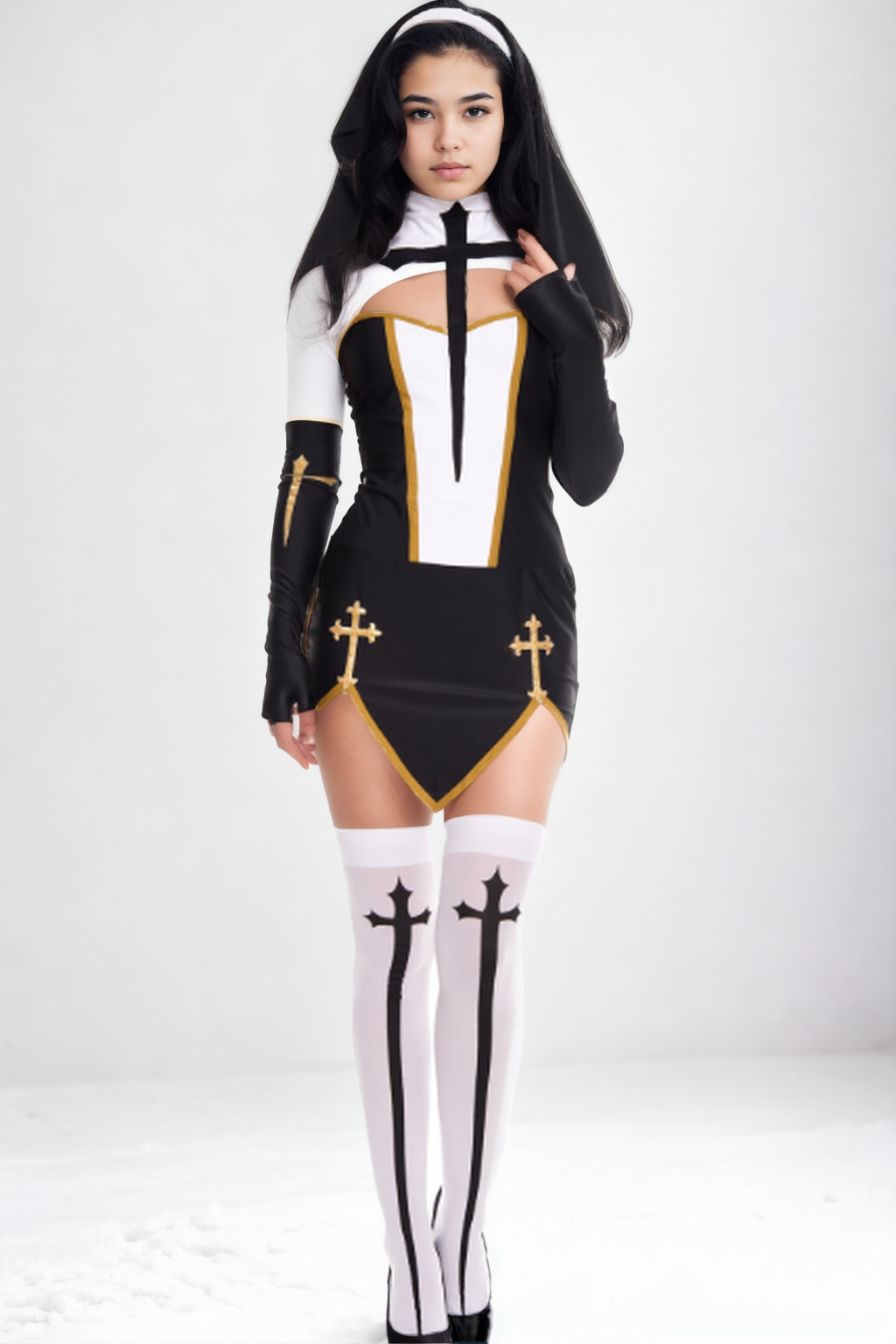 Vesper Cross-Trim Mini Dress Costume Set