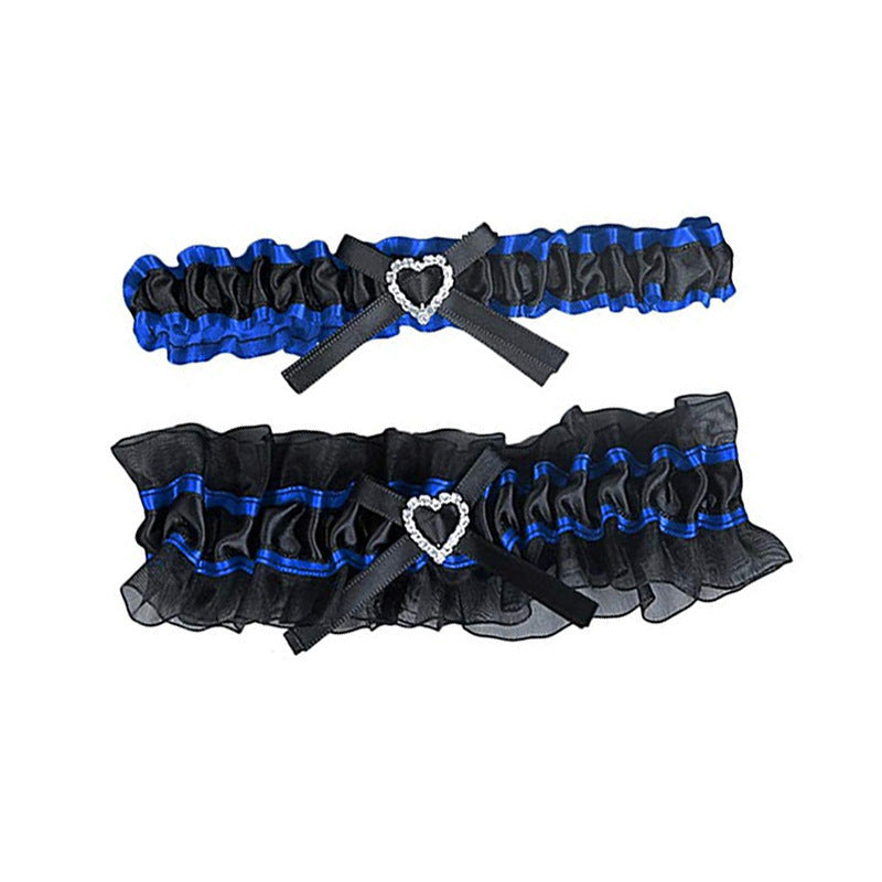 Bridal Bow Wedding Garter-Garter-StylinArts-Black/Blue-StylinArts
