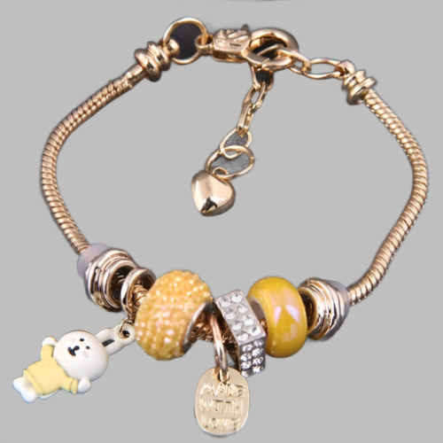 Rabbit & Heart Yellow Charm Bracelet-Fashion Bracelets & Bangles-StylinArts