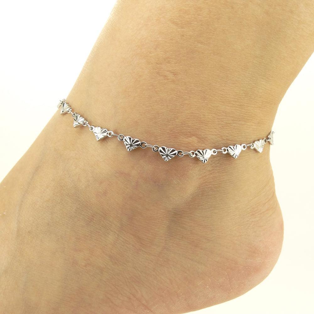 Amore Stainless Heart Anklet-Anklets-StylinArts