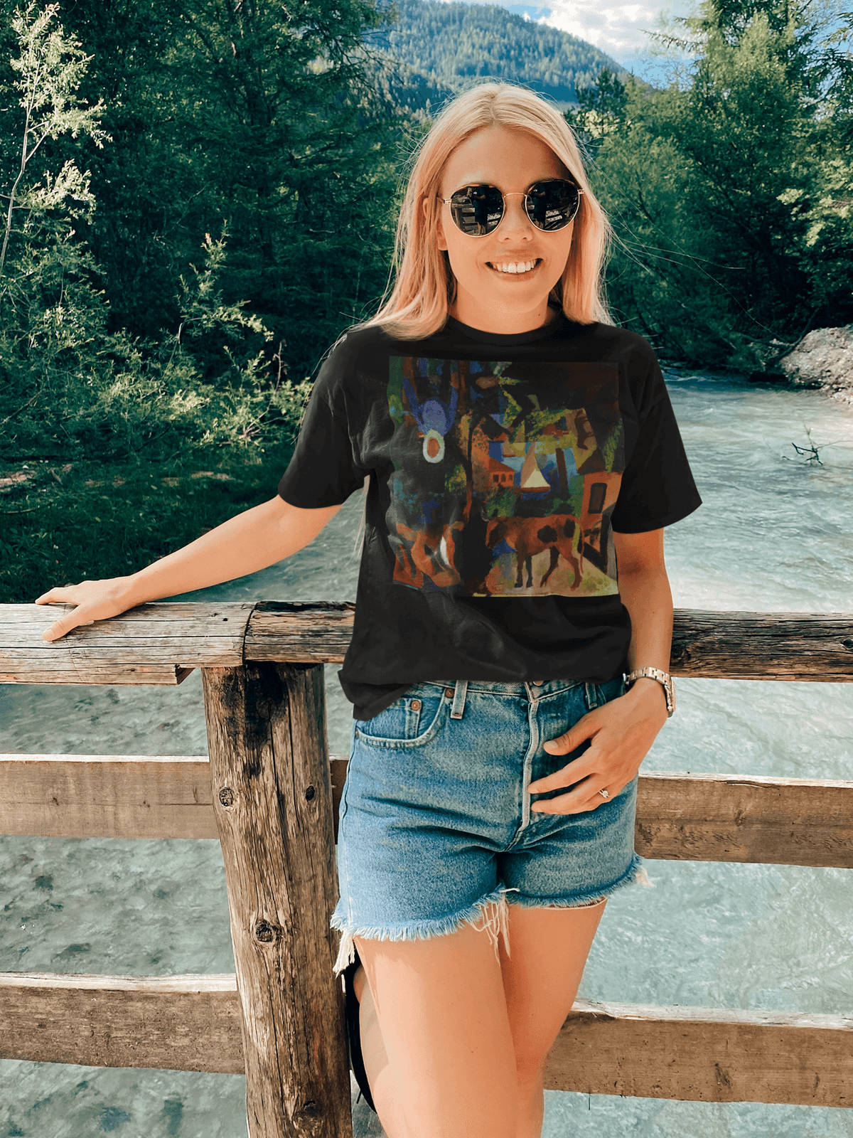 August Macke's Landscape T-shirt-Regular Fit Tee-StylinArts