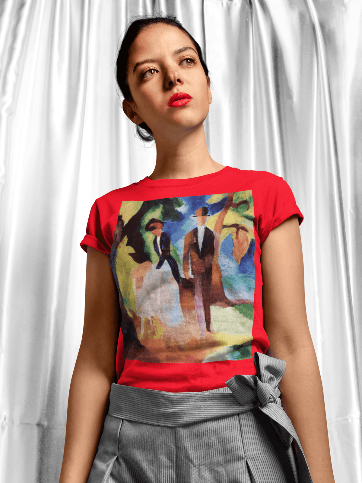 August Macke's People by a Blue Lake T-shirt-Regular Fit Tee-StylinArts