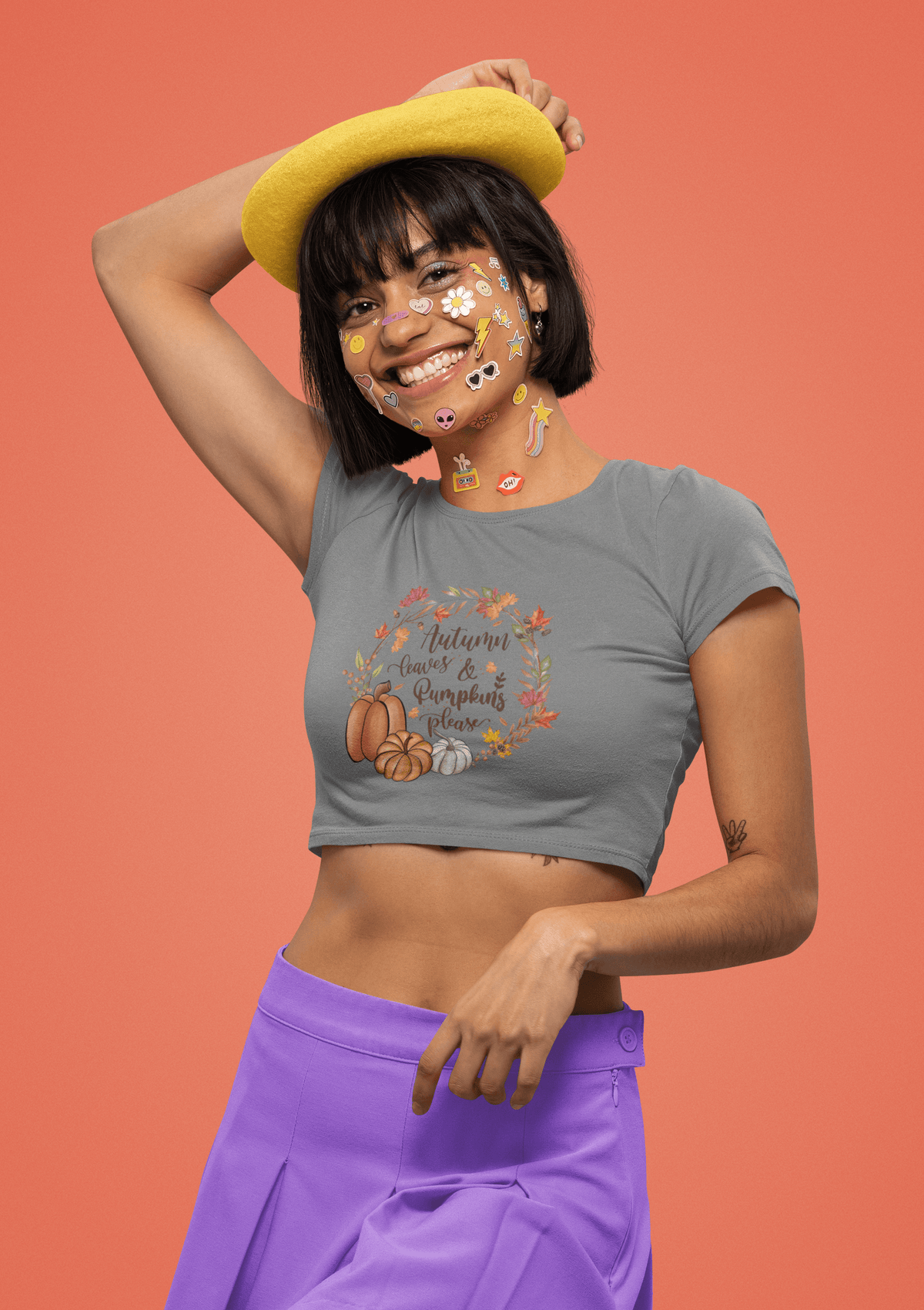 Autumn leaves Cropped T-Shirt-Cropped Tees-StylinArts