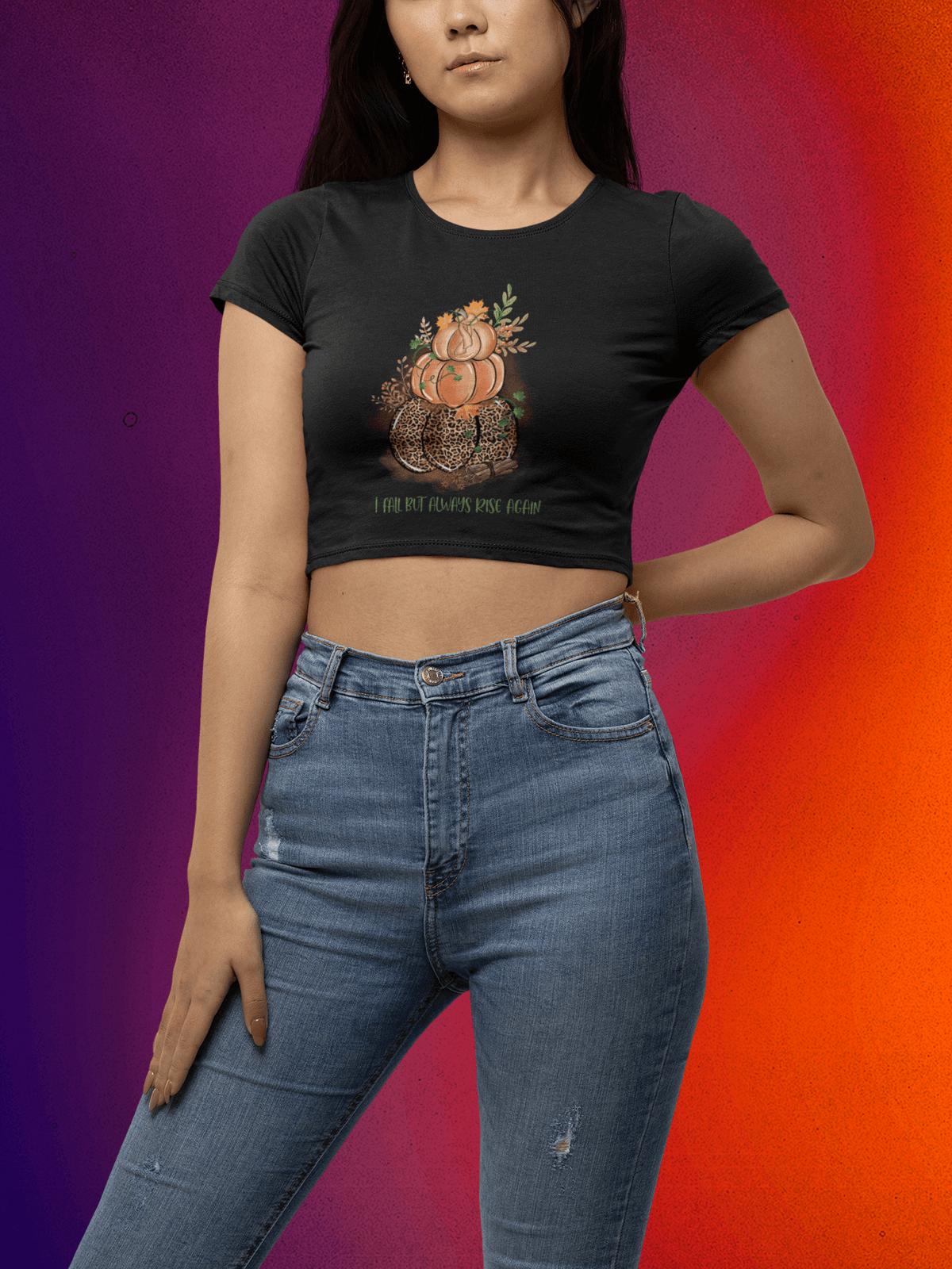 I FALL but Always RISE again Cropped T-Shirt-Cropped Tees-StylinArts