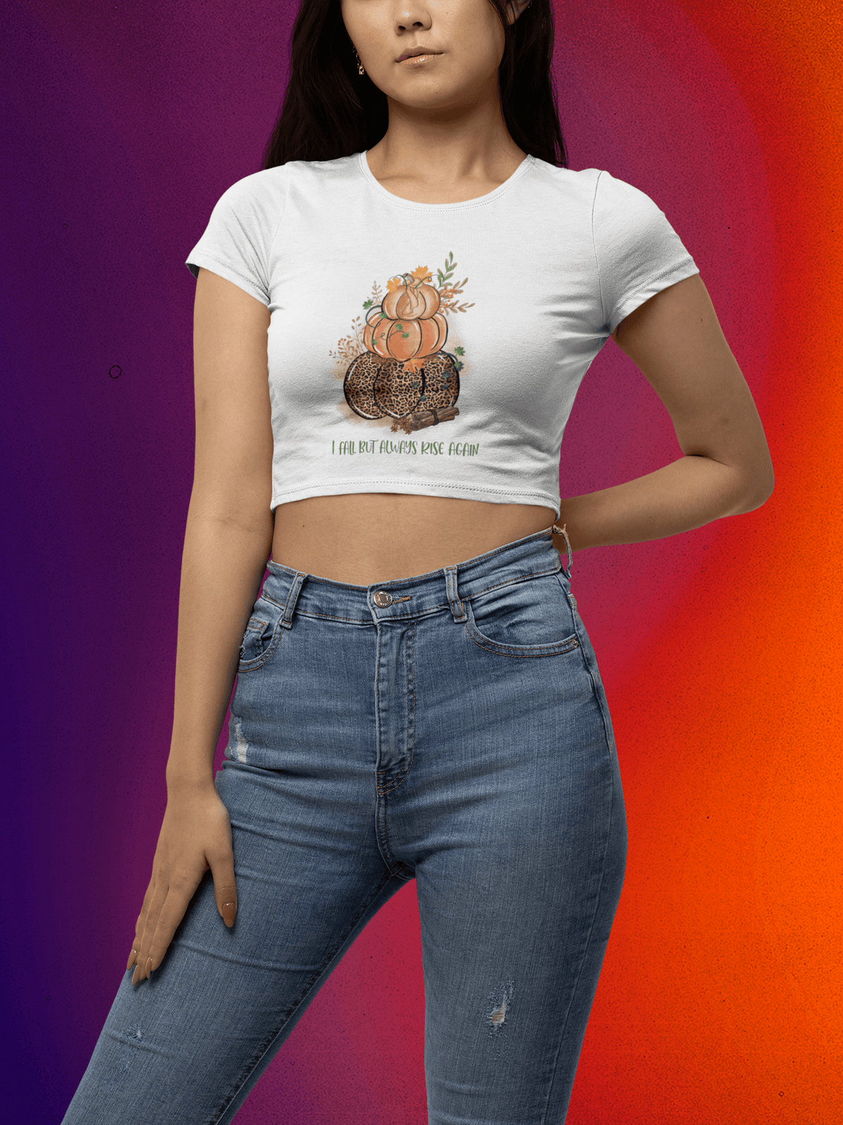 I FALL but Always RISE again Cropped T-Shirt-Cropped Tees-StylinArts
