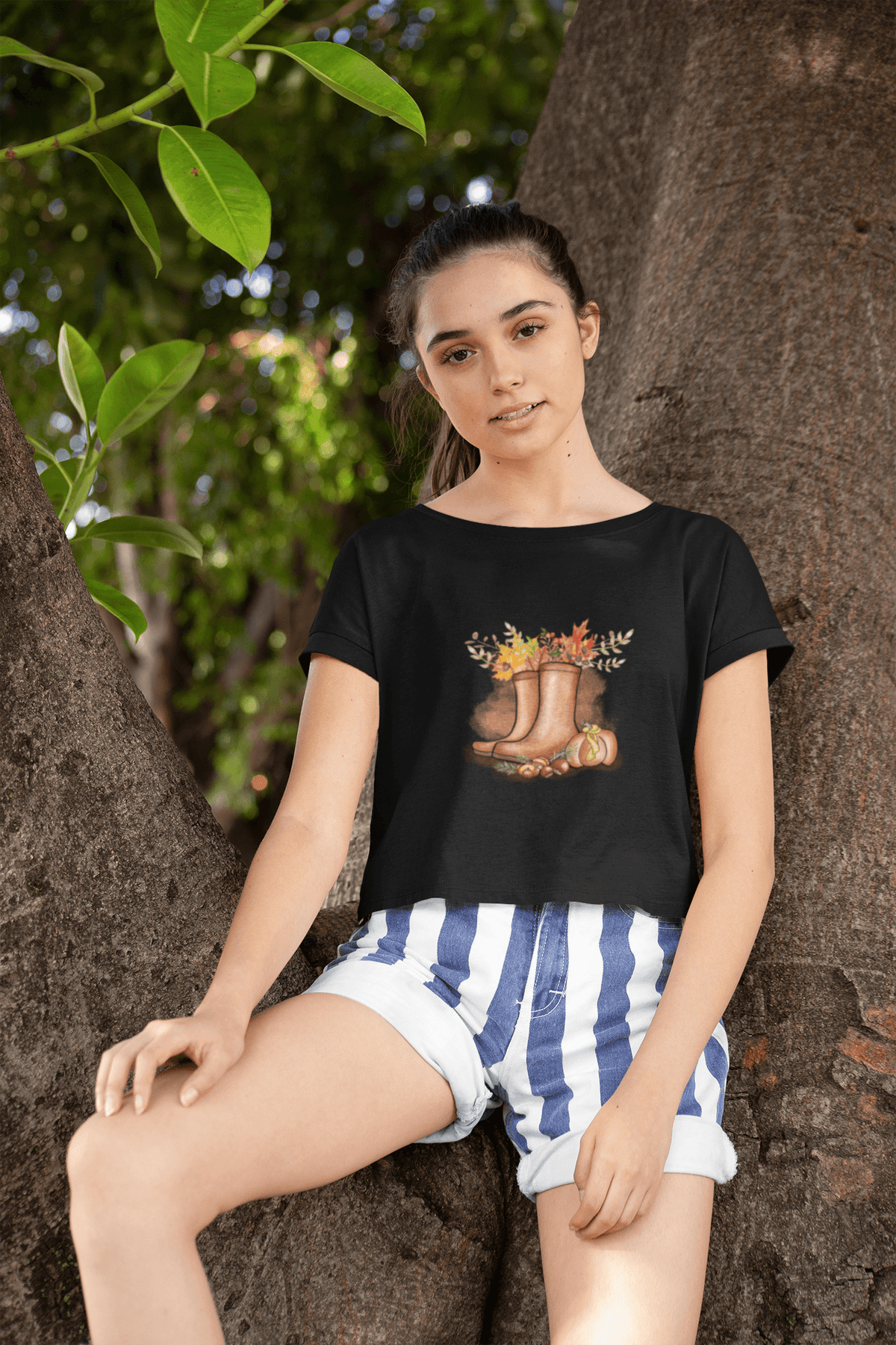 Just a GIRL who Loves FALL Cropped T-Shirt-Cropped Tees-StylinArts
