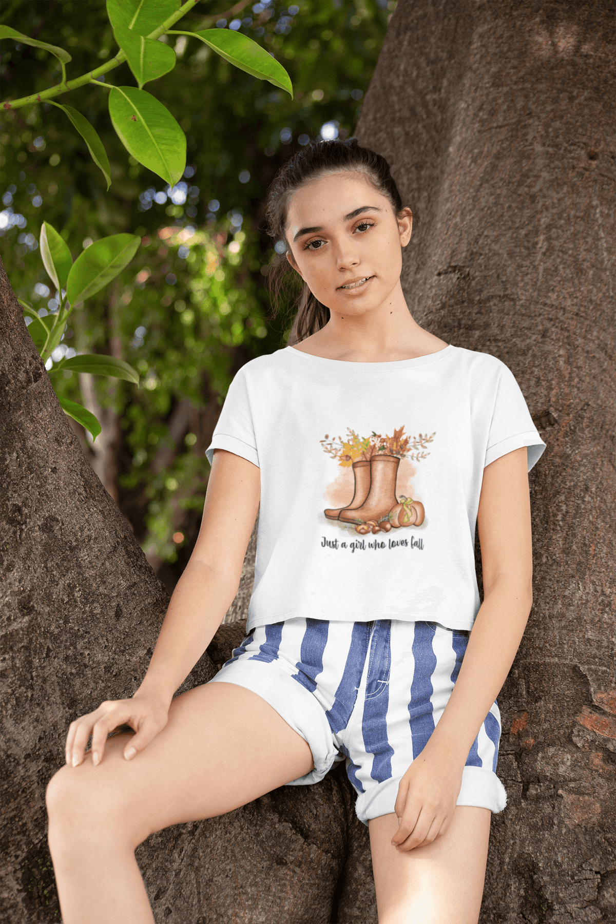 Just a GIRL who Loves FALL Cropped T-Shirt-Cropped Tees-StylinArts