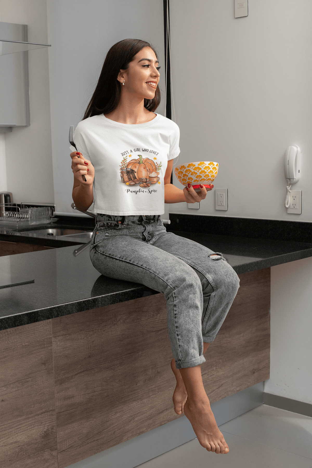 Pumpkin Spice Cropped T-Shirt-Cropped Tees-StylinArts