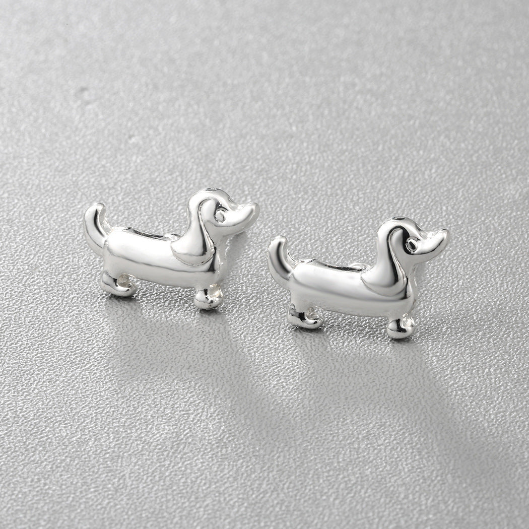 Charming Dachshund Alloy Stud Earrings – Playful Pet-Inspired Design-Fashion Earrings-StylinArts