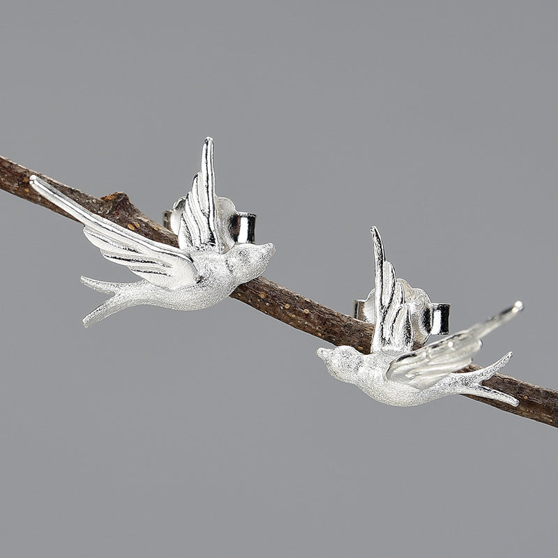 Soaring Freedom: Handcrafted Bird Earrings in Silver and Gold-Fashion Earrings-StylinArts