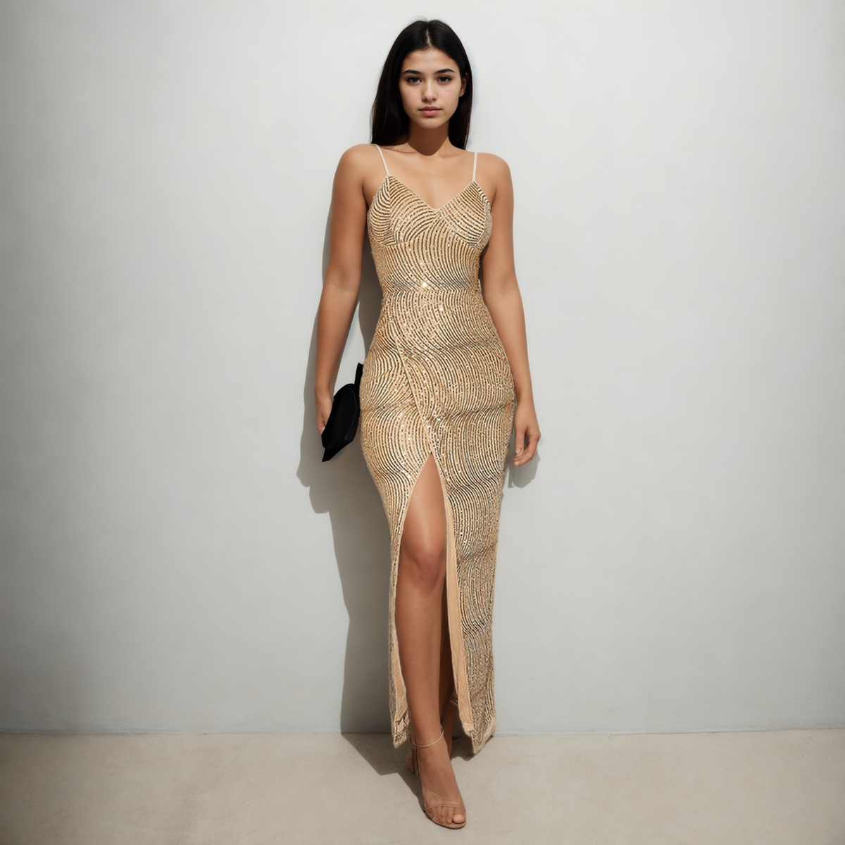 Sizzling Elegance: Summer Sequined Backless Slimming Cami Dress