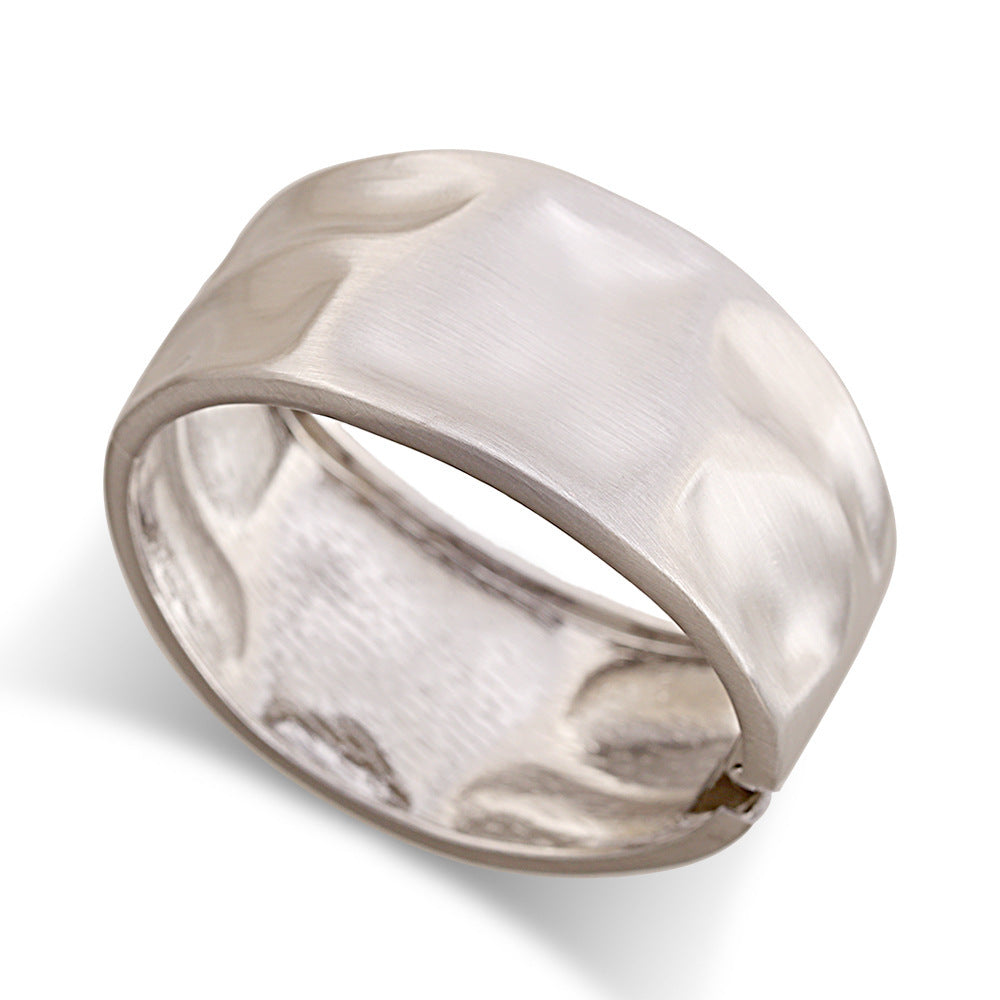 Brushed Metal Sculpted Cuff – Concave and Convex Statement Bracelet-Fashion Bracelets & Bangles-StylinArts