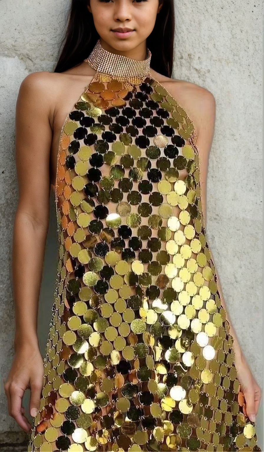 Handmade Sequin Stitched Nightclub Dress - StylinArt