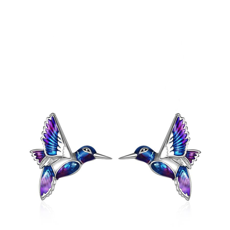 Wings of Freedom: Sterling Silver Hummingbird Earrings-Fashion Earrings-StylinArts