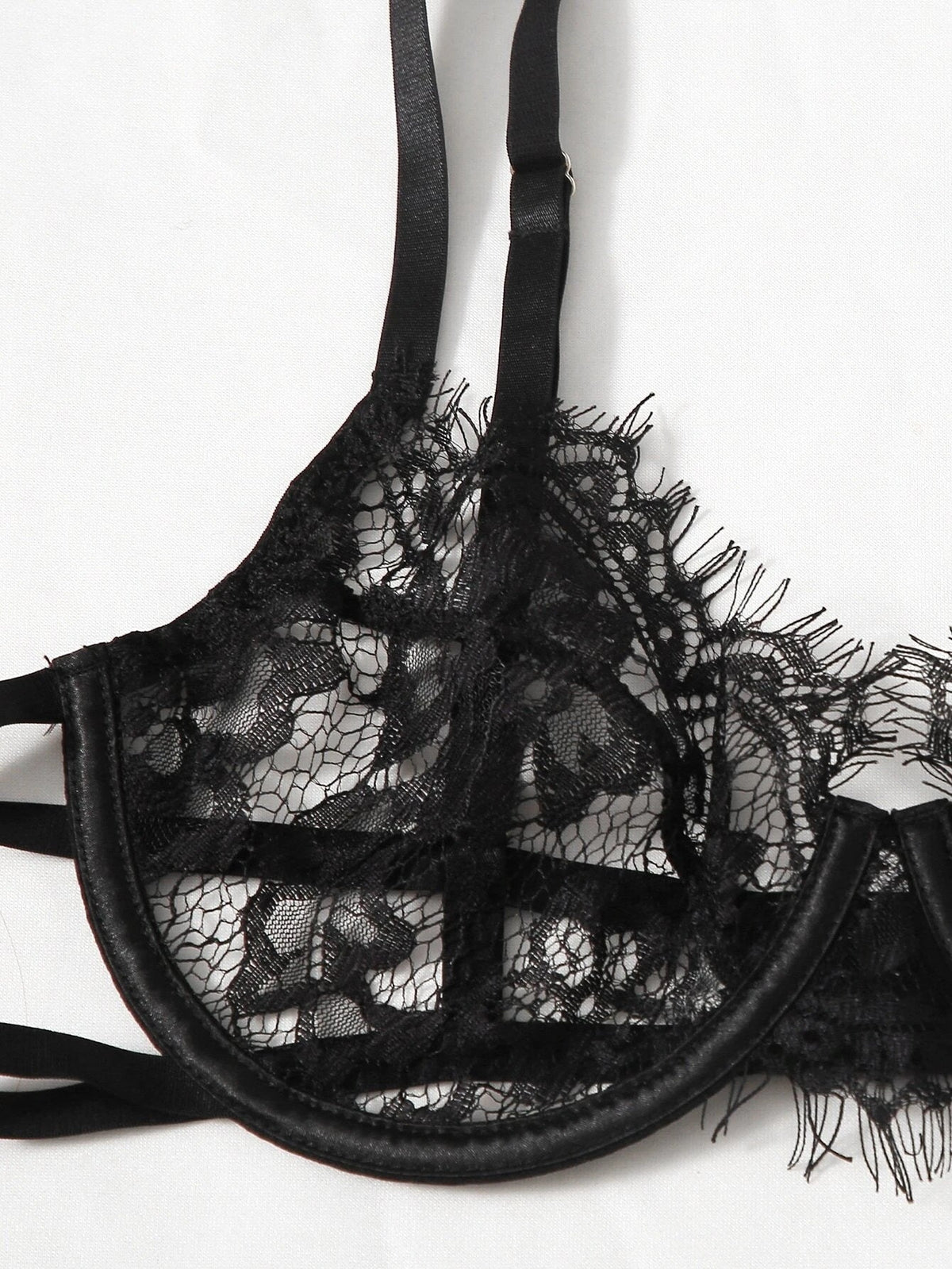 Black Embroidered Whispers of Passion Lingerie.-Basques-StylinArts