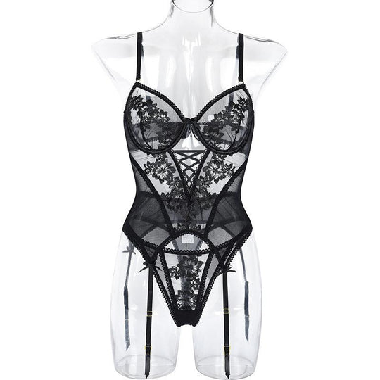 Elysia Embroidered Mesh Basque-Black-L-Basques-StylinArts