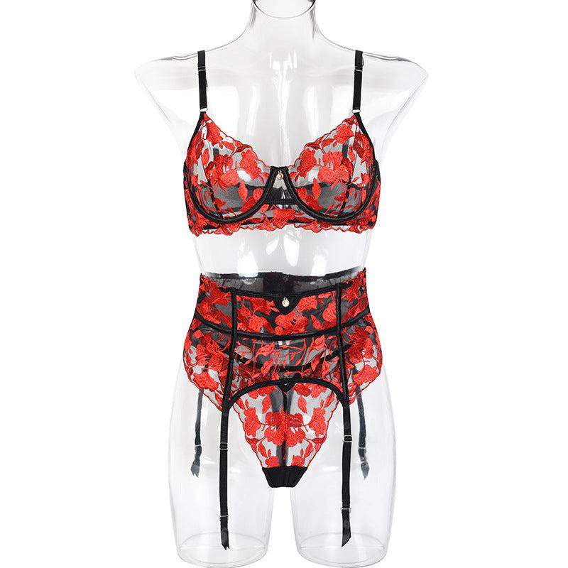 Red Mesh Charmer's Temptation Lingerie.-Basques-StylinArts