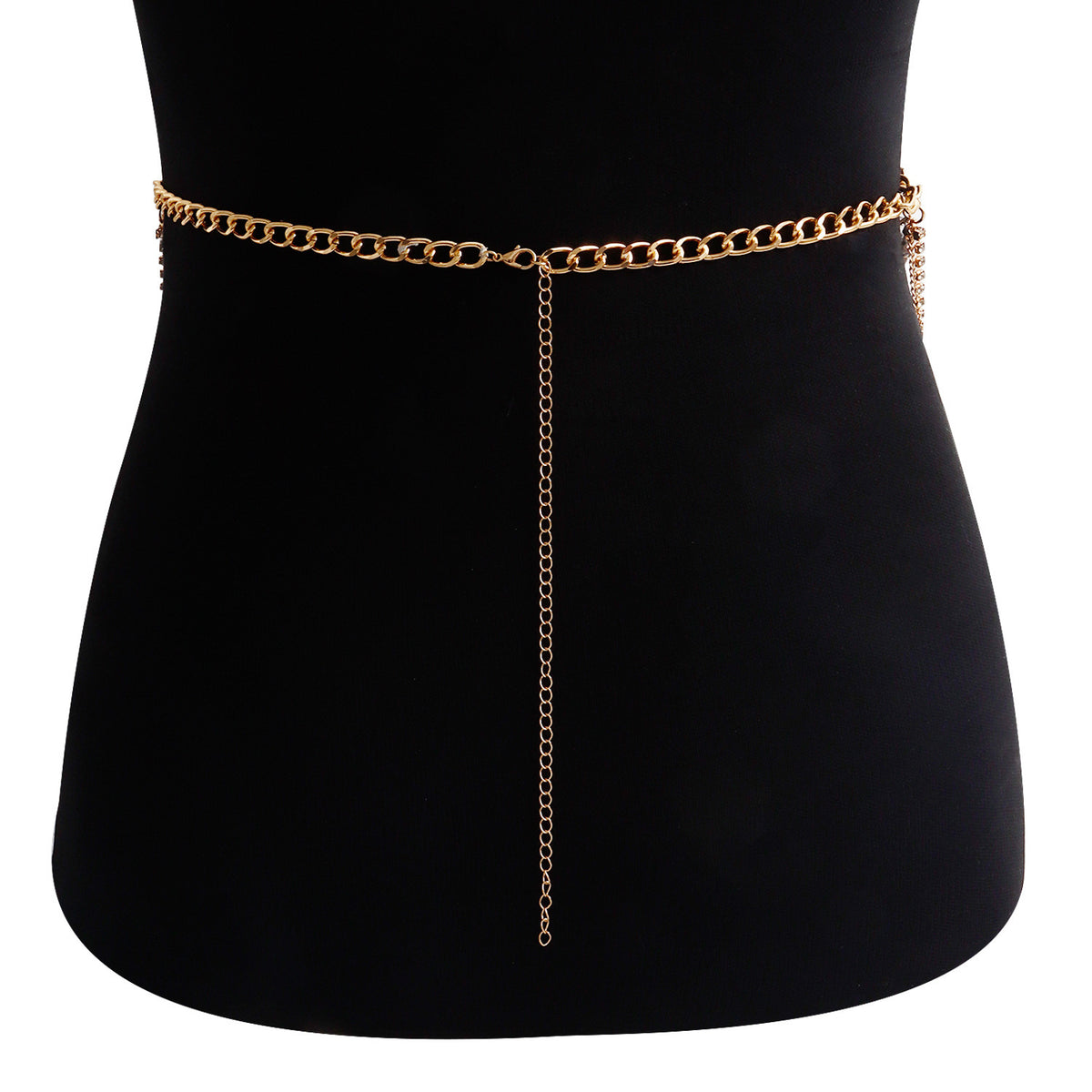 Gilded Seduction: Multi-Layered Gold Hip Chain with Diamond Detail-Body Jewellery-StylinArts