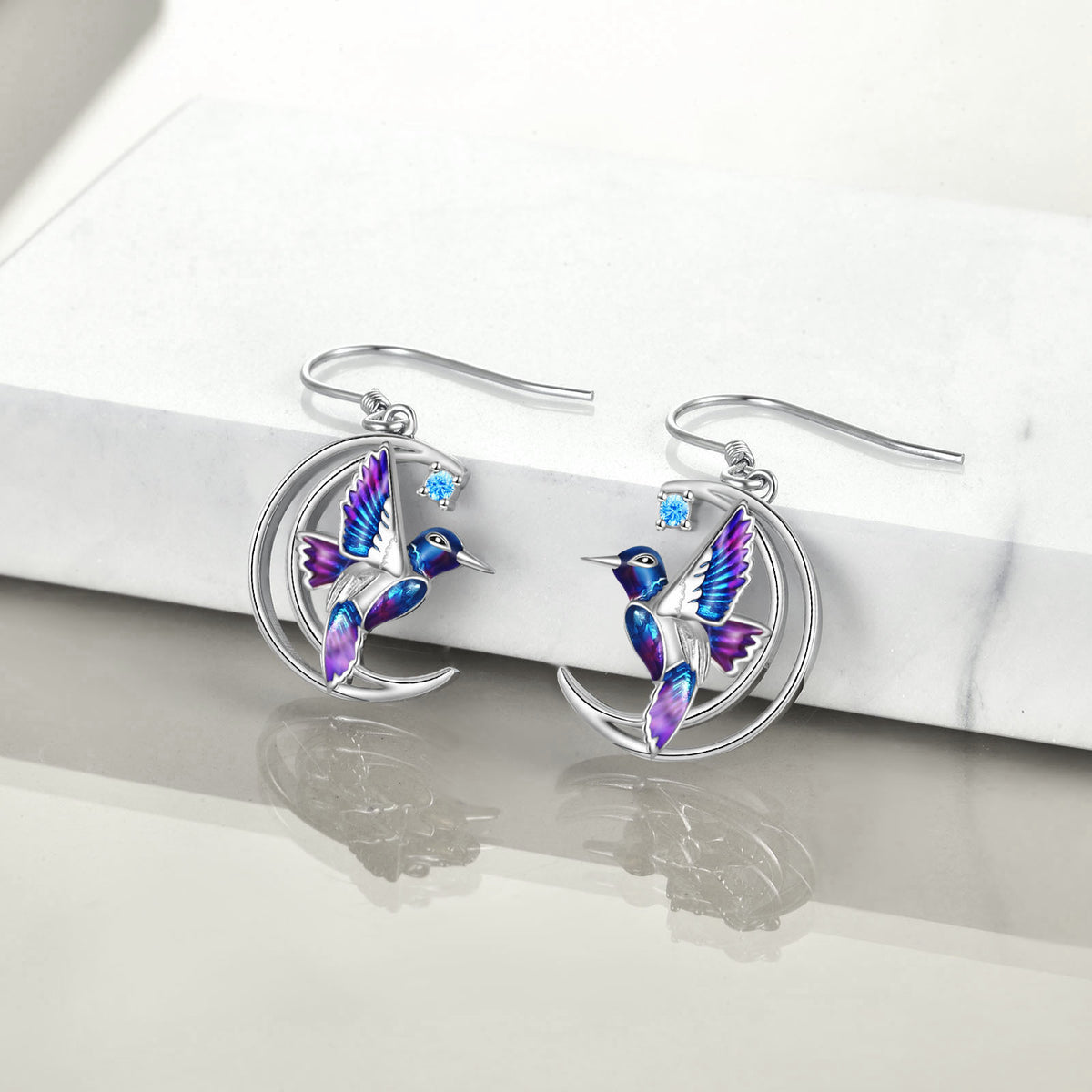 Wings of Freedom: Sterling Silver Hummingbird Earrings-Fashion Earrings-StylinArts