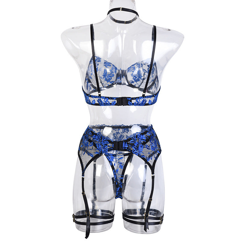 Sapphire Dream Embroidery Lace Bra Set - StylinArts-Basques-StylinArts