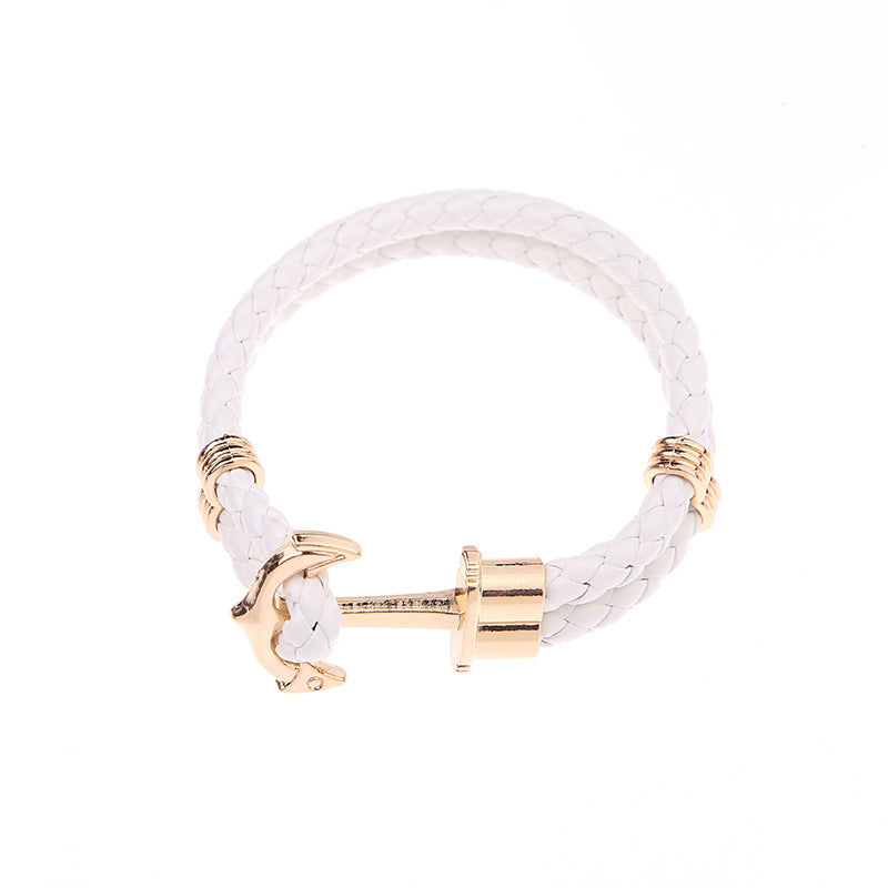 Nautical Anchor Leather Bracelet