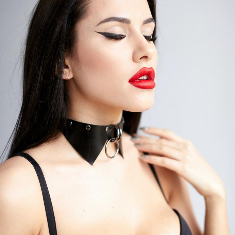 Vespera Vegan Leather Choker-Garter-StylinArts-Black-StylinArts