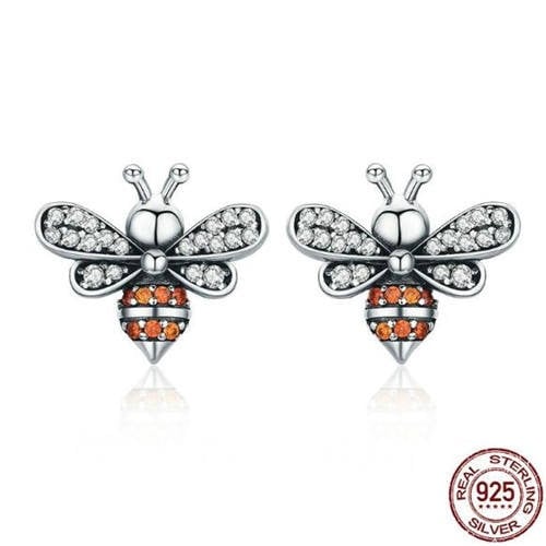 Bees Design 925 Sterling Silver Earrings