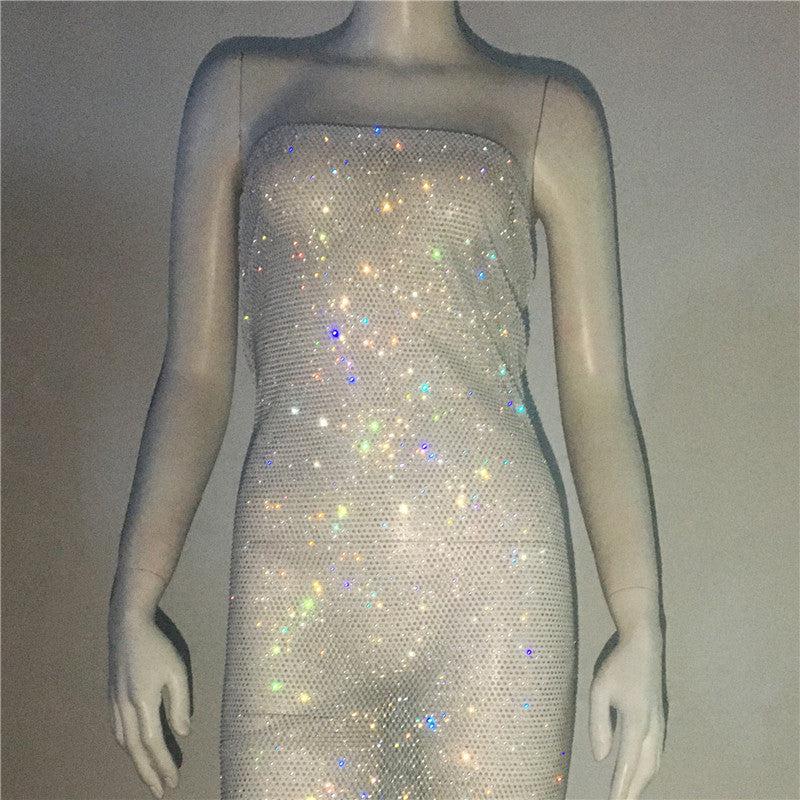 Dazzling Fishnet Diamond Mini Dress - StylinArts