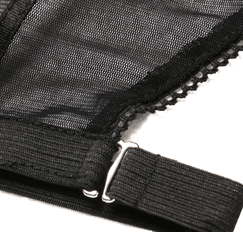Underwire Embroidered Black Temperament Lingerie.-Bras and Briefs-StylinArts
