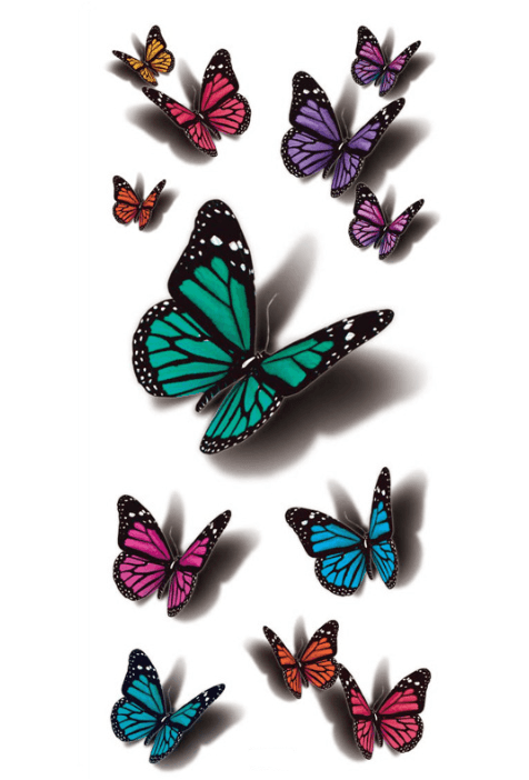 Cartoon butterfly flower tattoo sticker - StylinArt