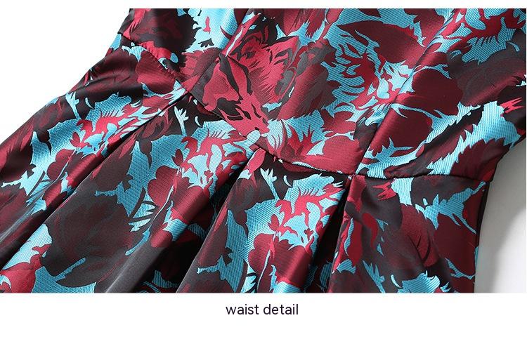 Elegant Slim Waist Floral Sleeveless Vest Jacquard Dress - StylinArts
