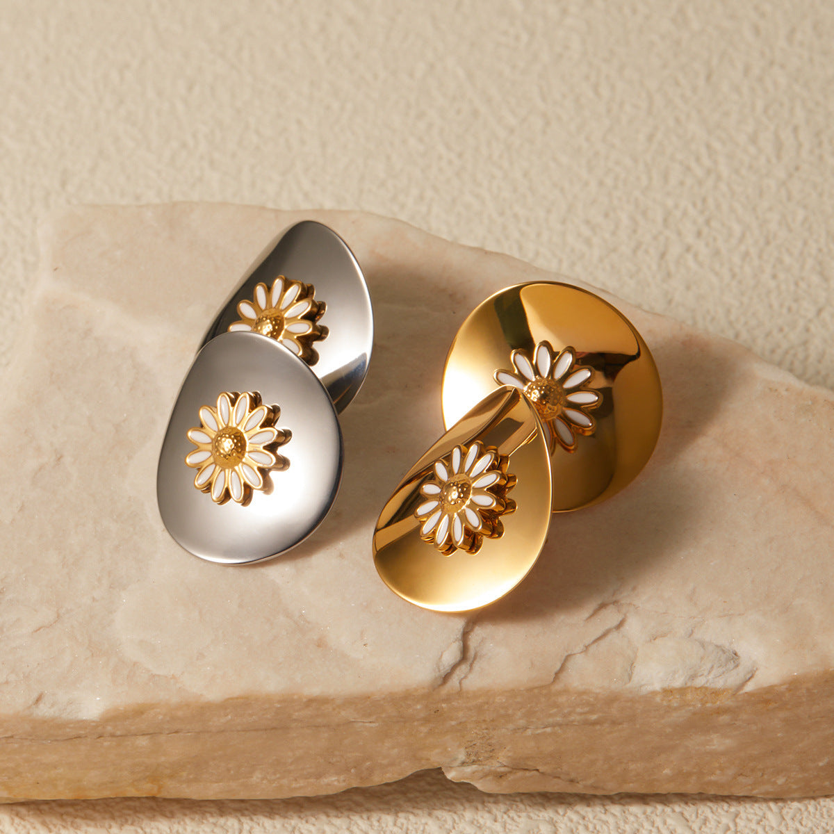 Daisy Reverie: Modern Floral Statement Earrings-Fashion Earrings-StylinArts