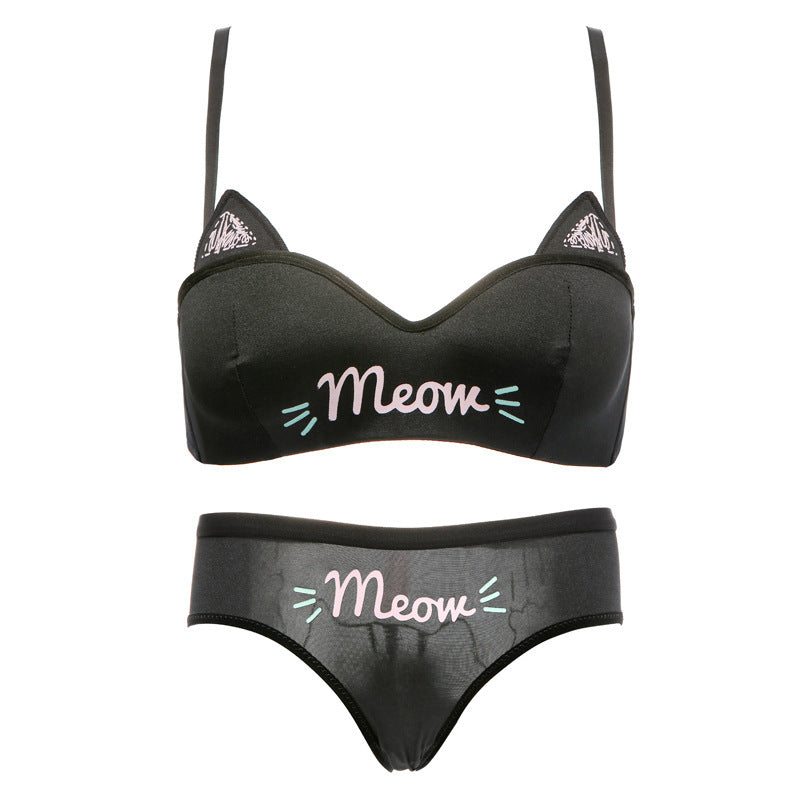Meow Charm Lively Spandex/Lycra Bra and Panties Set