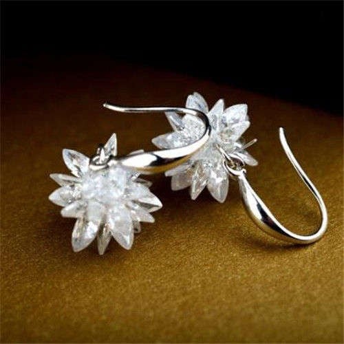 Crystal Flower Korean Fashion Earrings - 18k Platinum Plated
