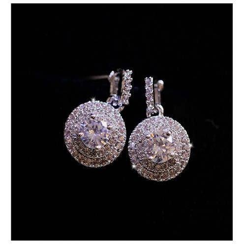 Cubic Zirconia Embellished 18k Platinum Plated Women Earrings
