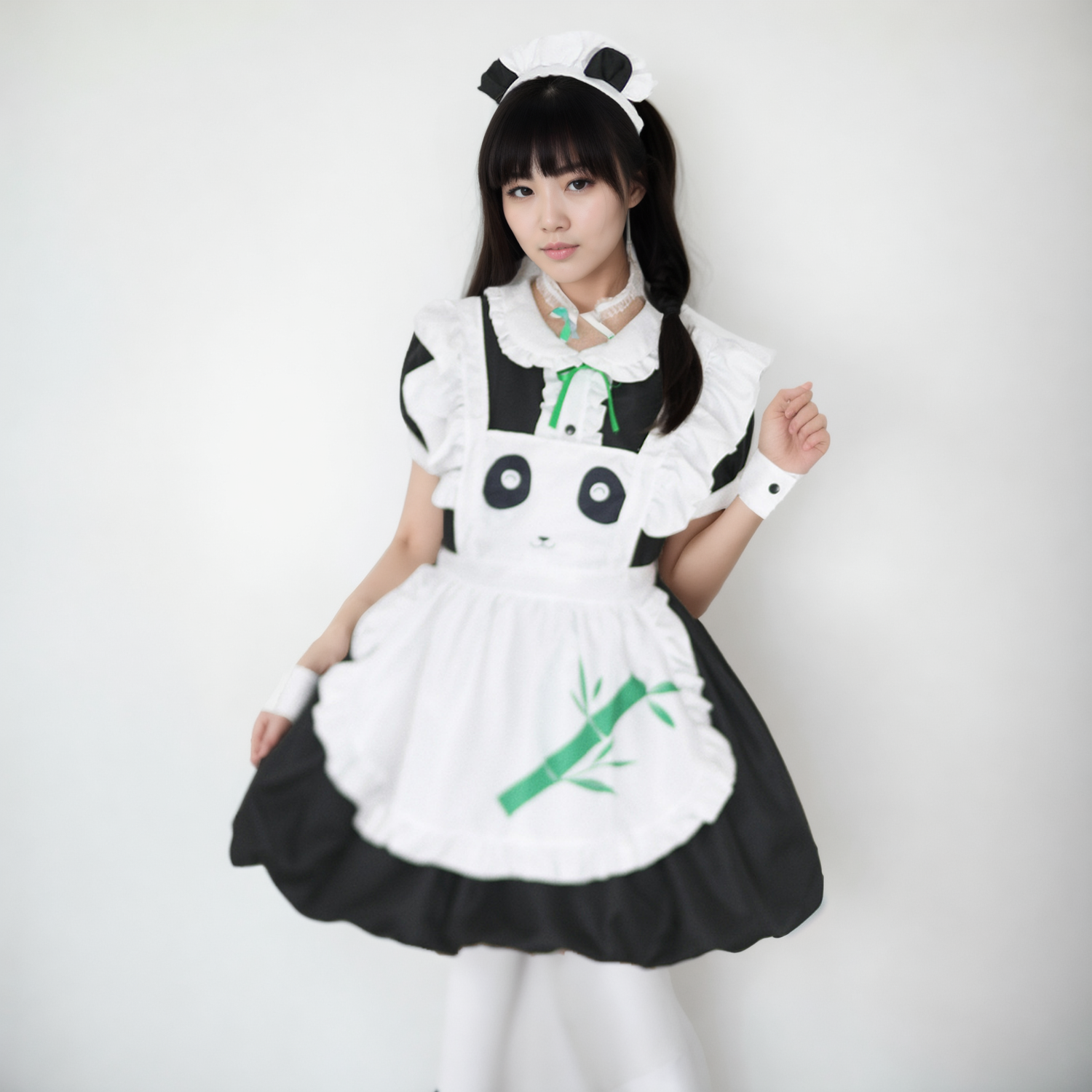 Sweet Panda Maid Lolita Costume - Adorable Bubble Skirt Anime Outfit with Accessories