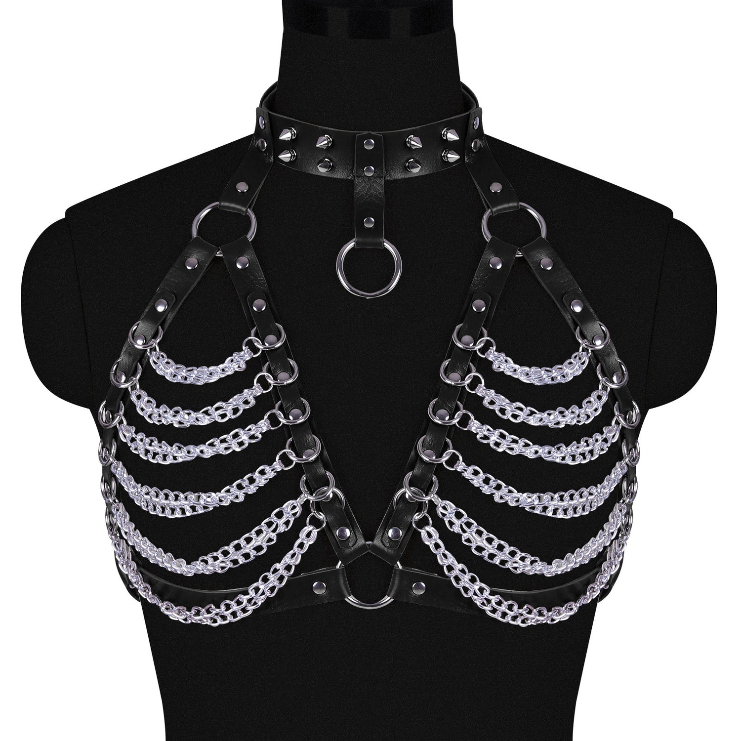 Fierce Chains Dominatrix Bra – Hollow Chain Punk Harness | No Limits Collection
